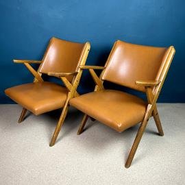 Pair of mid-century lounge chairs by Dal Vera Italy 1950s Vintage italian furniture