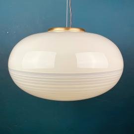Vintage swirl light-green pendant lamp Italy 1970s Italian modern classic Space age Mid-century lighting