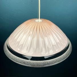 Vintage large pink murano glass chandelier Italy 1970s Mid-century murano pendant lamp