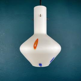 Mid-century multicolor opaline murano glass pendant lamp by Stilnovo Italy 1950s