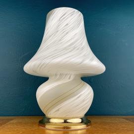 Vintage swirl murano table lamp Mushroom Italy 1970s italian MCM modern lighting