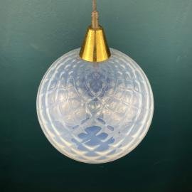 Vintage blue murano sphere ball pendant lamp Italy 1960s Mid-century italian lighting