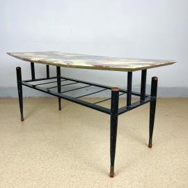 Mid-century yellow brown coffee table Italy 1950s Art deco Vintage Italian Modern
