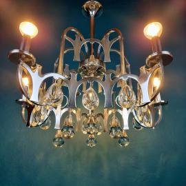 Mid-century classic glass chandelier by Gaetano Sciolari Italy 1970s mid-century modern space age italian design