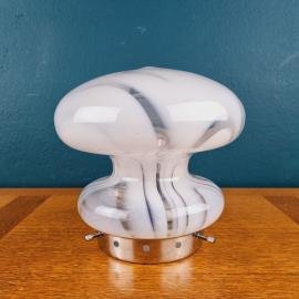 Mid-century white murano glass mushroom table lamp by Mazzega Italy 1980s Vintage night light Space age