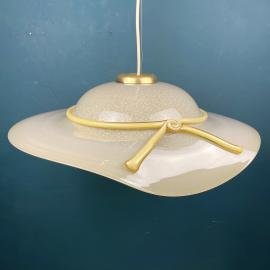 Murano pendant lamp woman's wide-brim-hat Italy 1970s Mid-century italian lighting