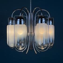Mid-century murano chandelier by Carlo Nason for Mazzega Italy 1960s Mid-century italian modern Space age Murano glass and Metal