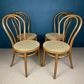 Set of 4 dining chairs Thonet style 1980 Italy Beech wood Cane Wicker High Back Chair Mid-century Modern Viennese chair Cafe chair