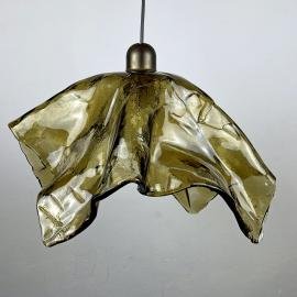 Original murano glass amber pendant lamp Fazzoletto by AV Mazzega Italy 1950s Vintage italian lighting