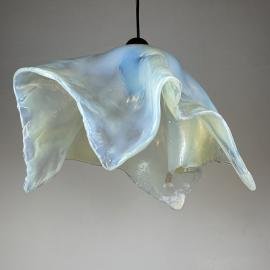 Original murano glass nacre pendant lamp Fazzoletto by AV Mazzega Italy 1950s Vintage italian lighting