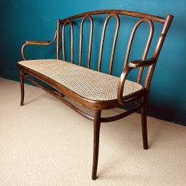 Original Sofa Canape Nr. 56 by Gebrüder Thonet Vienna 1930s Austria Old Solid Wood and Cane