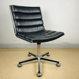 Mid-century swivel black desk chair Italy 1970s Modernist Italian Loft Office
