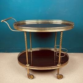 Vintage serving bar cart Italy 1960s Mid-century drink table Brass trolley bar Brass Bar Wagon Drinks Trolley