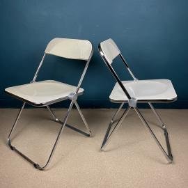 Set of 2 folding chairs Plia by Giancarlo Piretti for Castelli Italy 1970s Italian modern Design Desk Chair diner chair