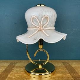 Pink murano table lamp Italy 1980s Woman's hat murano lamp mid-century italian lighting
