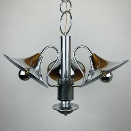 Mid-century silver pendant lamp Italy 1970s space age italian modern atomic vintage italian light