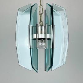 Art glass pendant lamp italian design by Fontana Arte Italy 1960s Art deco MCM mid-century ceiling lamp