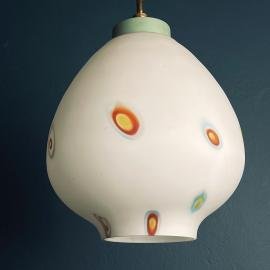 Mid-century multicolor opaline murano glass pendant lamp by Stilnovo Italy 1950s