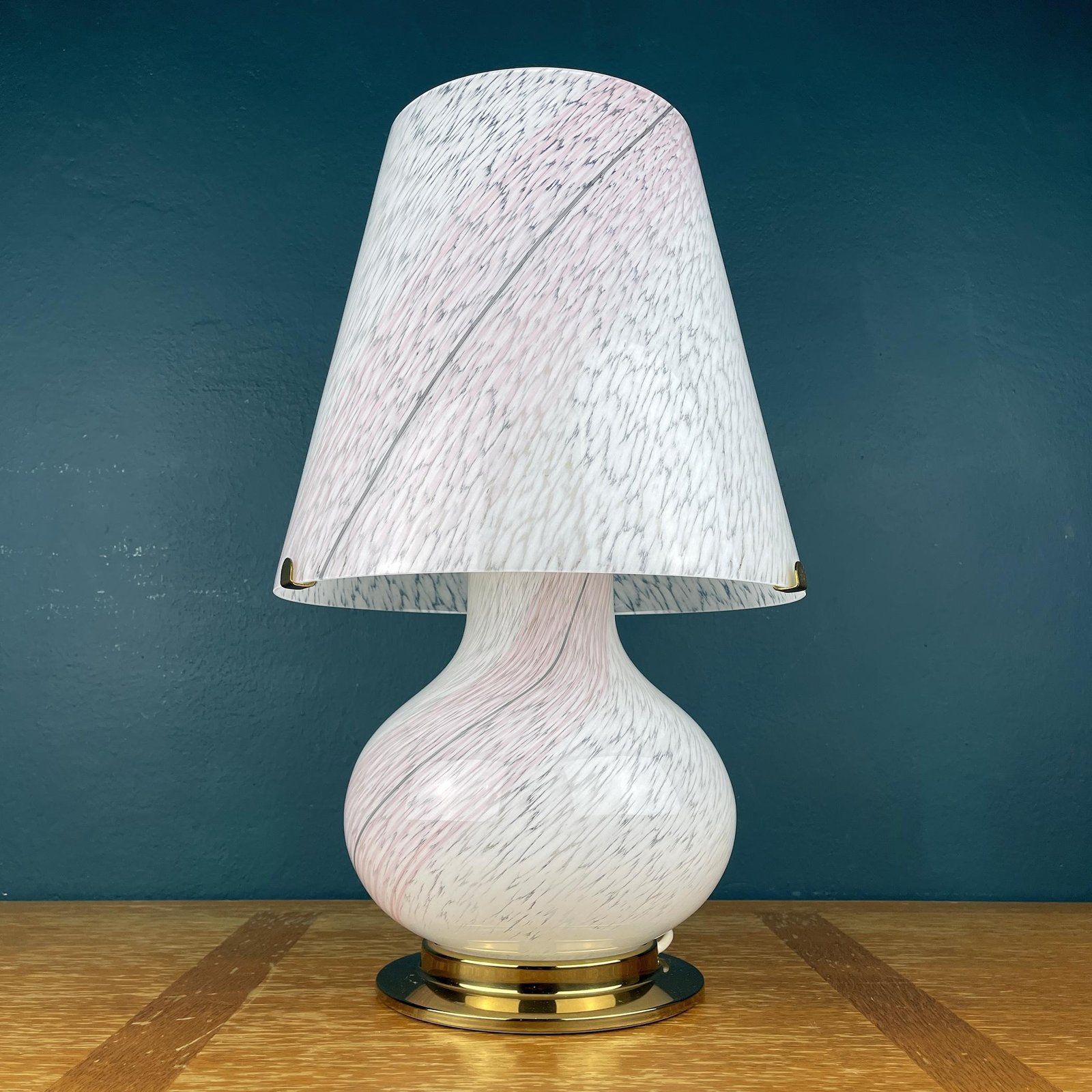 Large Murano Vetri swirl mushroom table lamp Italy 1970s