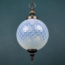 Vintage blue murano sphere ball pendant lamp Italy 1970s Mid-century italian lighting
