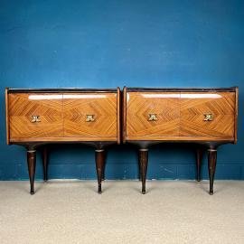 Mid-century pair of nightstands Italy 70s Mid-century polished bedside table vintage console table 70’s polished furniture