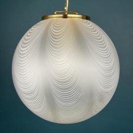 Vintage XL swirl murano glass pendant lamp Italy 1970s Mid-century modern italian lighting