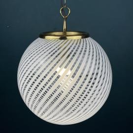 Vintage XL swirl murano glass pendant lamp Italy 1970s Mid-century modern italian lighting