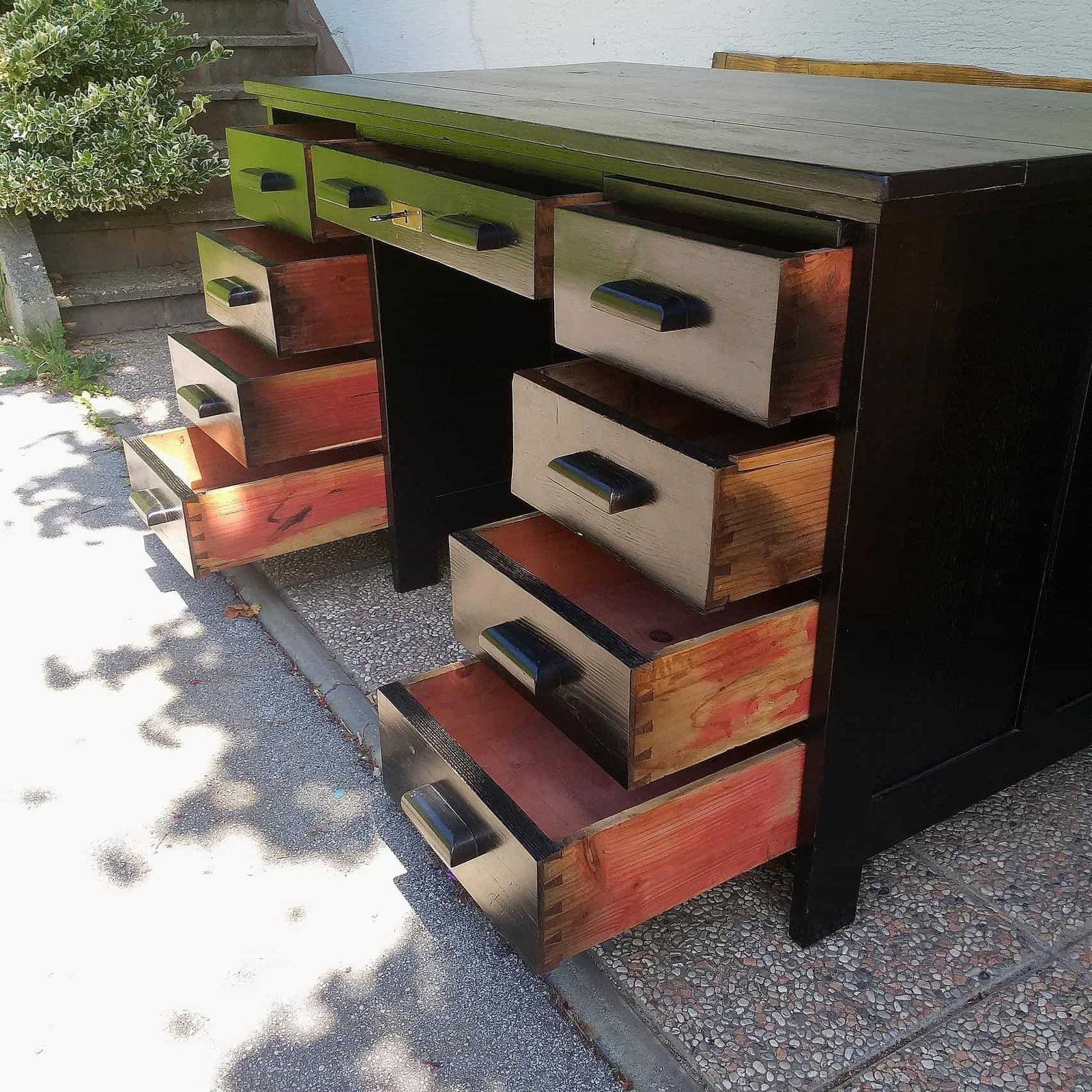Old pine wood teacher table