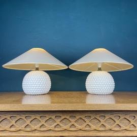 Pair of ceramic table lamps Italy 1970s Ceramic nightlamp Mid-century italian modern Art Deco