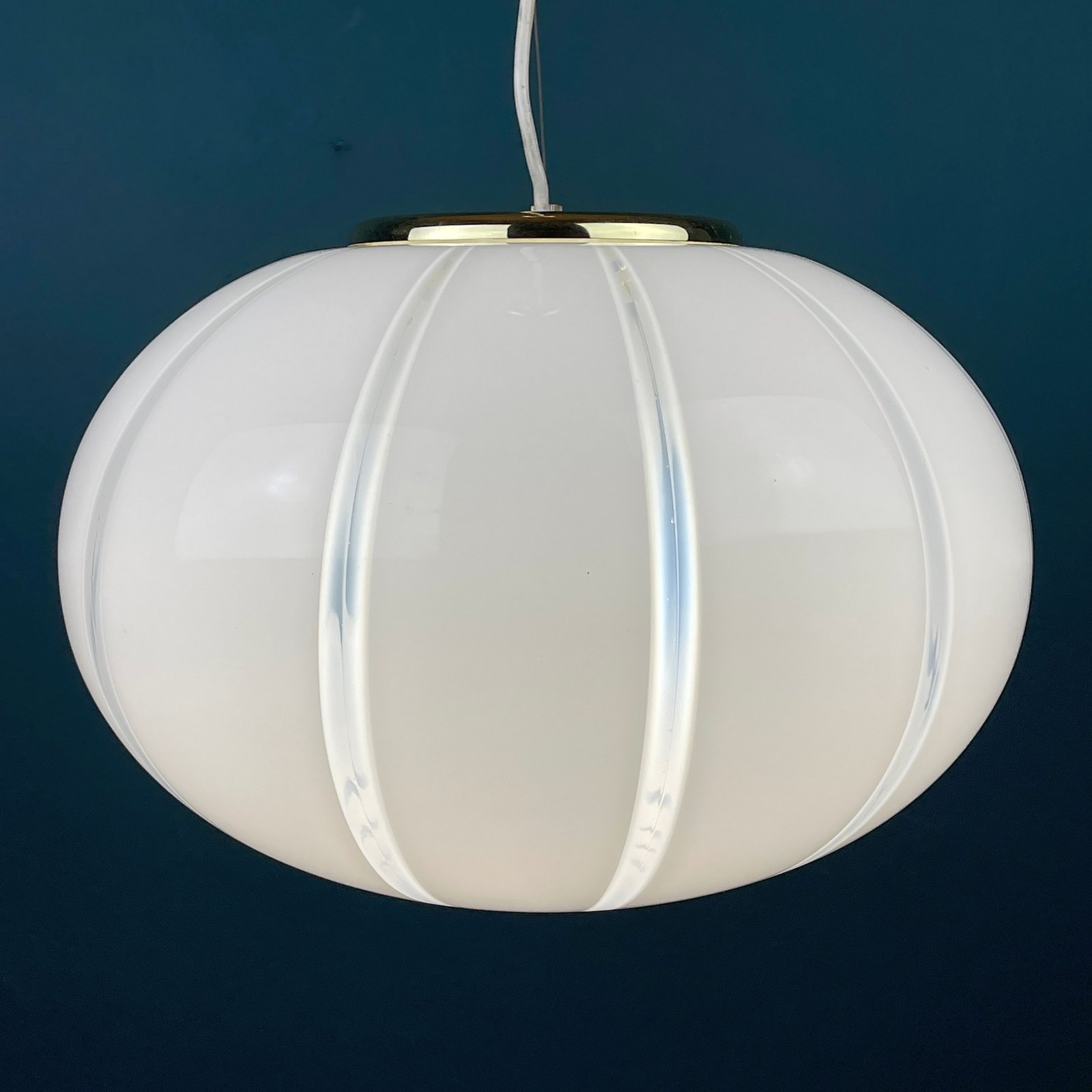 Classic white murano pendant lamp Italy 1970s Italian mid-century modern lighting
