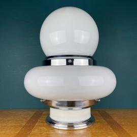 Large white opaline glass table or floor lamp UFO Italy 1970s table lamp art deco mid-century modern Italian lighting