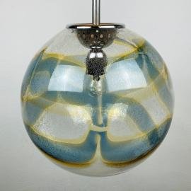Vintage XL swirled murano glass pendant lamp by Vistosi Italy 1970s Mid-century modern italian lighting