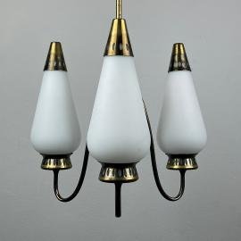 Vintage brass chandelier Italy 1960s Mid-century Art Deco Italian lighting