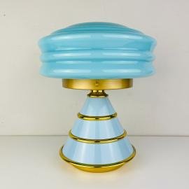 Vintage blue table lamp Italy 1980s mushroom table lamp art deco mid-century modern Italian lighting