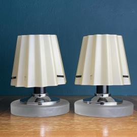 Pair of vintage murano night table lamps Vetri Murano Italy 1980s Mid-century table lamps beige
