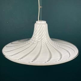 Vintage swirl Murano glass pendant lamp Italy 1970s White Mid-century Lighting Vintage chandelier