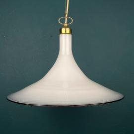 Vintage white Murano glass pendant lamp Italy 1970s Mid-century Lighting Vintage chandelier