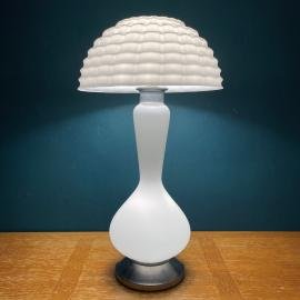 Large white Murano table lamp Mushroom Italy 1970s Mid-century italian modern