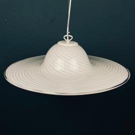 Classic swirl Murano glass pendant lamp Vetri Murano Italy 1970s White Mid-century Lighting Vintage chandelier
