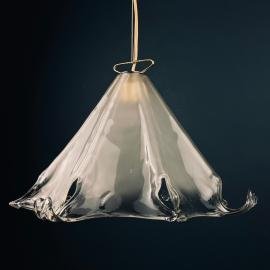 Mid-century ice murano glass pendant lamp Italy 1970s vintage italian lamp