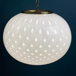 Classic white murano pendant lamp Vetri Murano Italy 1970s Italian mid-century modern lighting