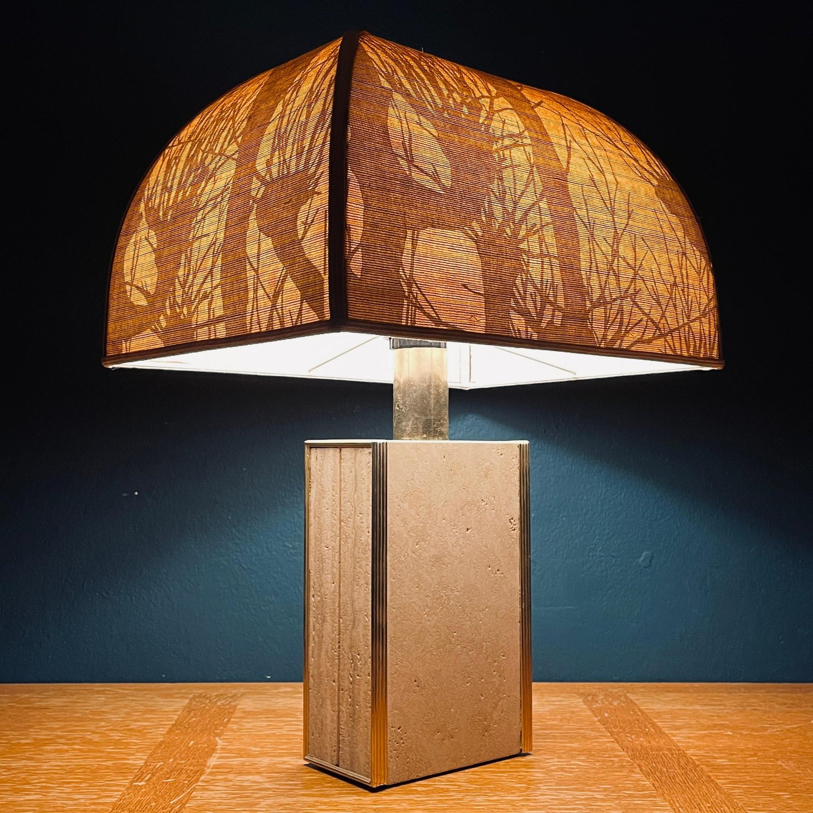 Travertine marble table lamp Italy 1970s Mid-century Modern Italian lighting