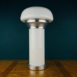 Vintage large swirl white murano table lamp Mushroom Italy 1970s italian MCM modern lighting