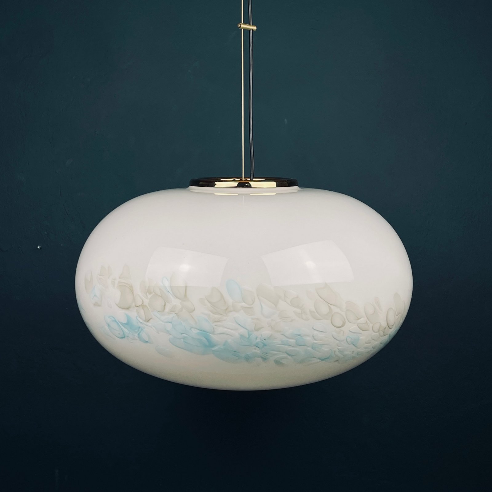 Classic white murano pendant lamp Italy 1980s Italian mid-century modern lighting
