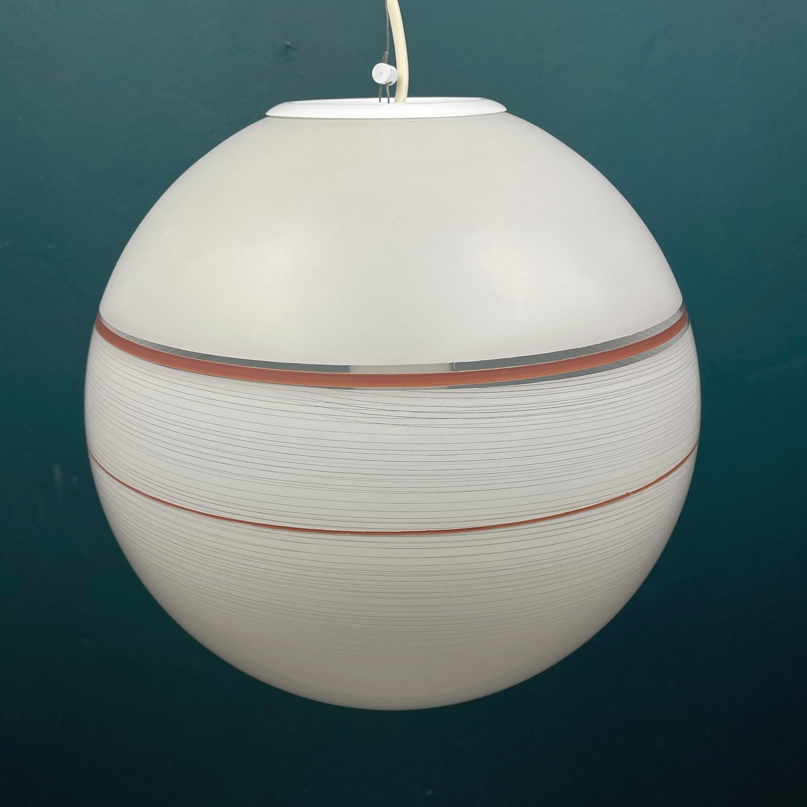 Mid-century pendant lamp Italy 1970s White glass chandelier Italian modern