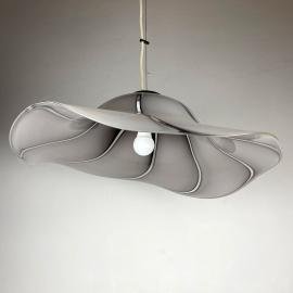 Vintage swirl grey murano glass pendant lamp Italy 1970s Mid-century lighting style Fazzoletto Petticoat murano chandelier