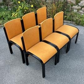 Set of 6 vintage orange dining chairs Italy 1980s Italian Design Mid-century Modern Chairs