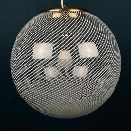Vintage XL swirl murano glass pendant lamp Italy 1970s Mid-century modern italian lighting