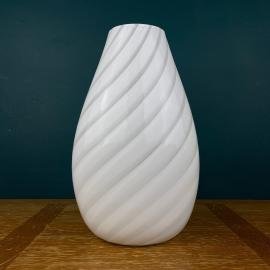 White swirl murano glass vase Italy 1980s vintage art murano glass mid-century decor