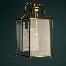 Vintage pendant lamp Italy '60s Brass Polished Glass Retro lighting